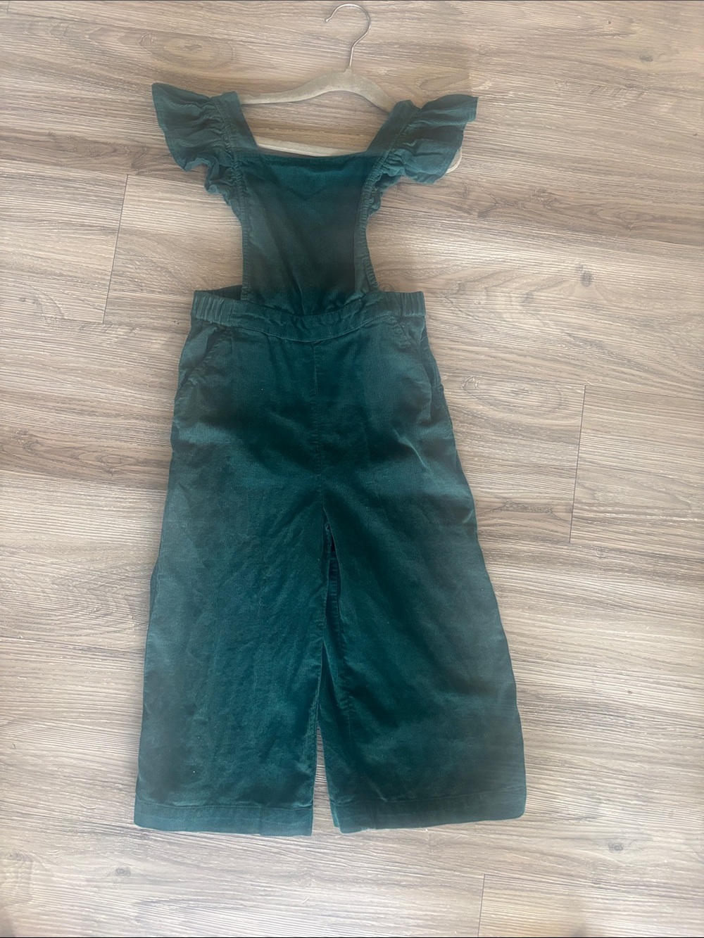 Tucker & Tate Dark Teal Almost Emerald Green Corduroy Overalls with Ruffle Strap